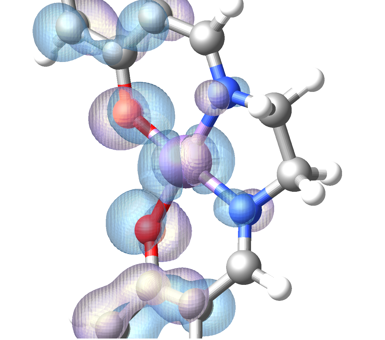 HOMO isosurface for a manganese salen superoxide dismutase mimic rendered in QCT